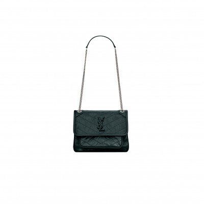 YSL NIKI BABY CHAIN BAG IN CRINKLED VINTAGE LEATHER 633151366940 (21*16*7.5cm)