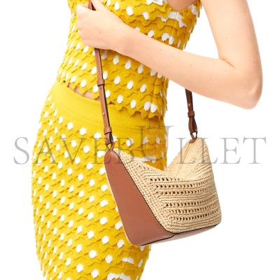 LOEWE MINI HAMMOCK HOBO IN RAFFIA AND CALFSKIN A538G13X09-658 (28*17*9.5cm)