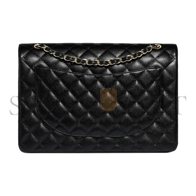 CHANEL CLASSIC FLAP GRAIN EMBOSSED BLACK A58601 Y01864 C3906 (33*23*10cm)