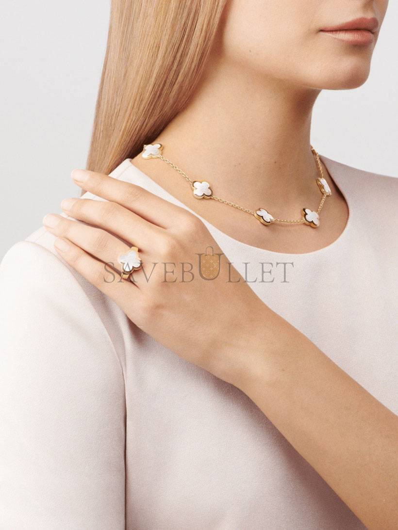 VAN CLEEF ARPELS PURE ALHAMBRA NECKLACE, 9 MOTIFS - YELLOW GOLD, MOTHER-OF-PEARL  VCARA37800