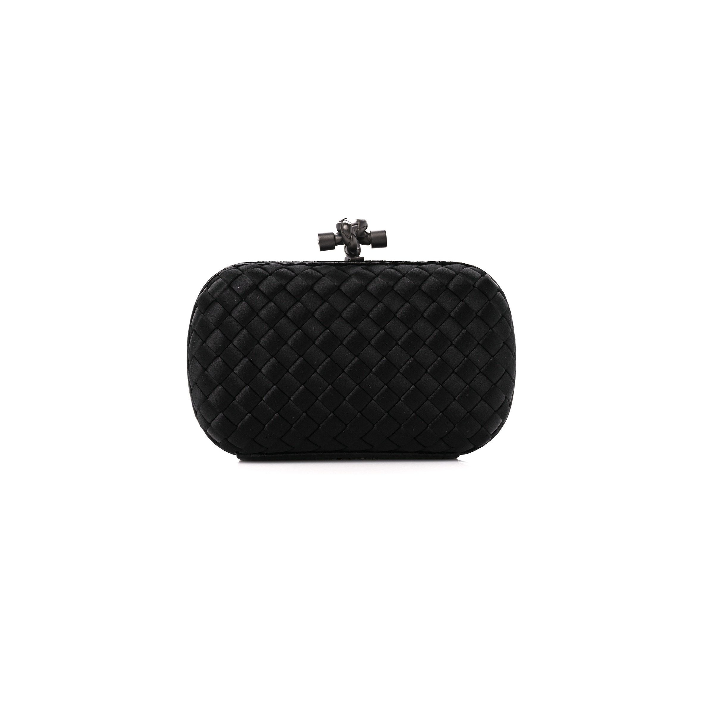 BOTTEGA VENETA SATIN INTRECCIO IMPERO AYERS KNOT CLUTCH BLACK (17*10*4cm)