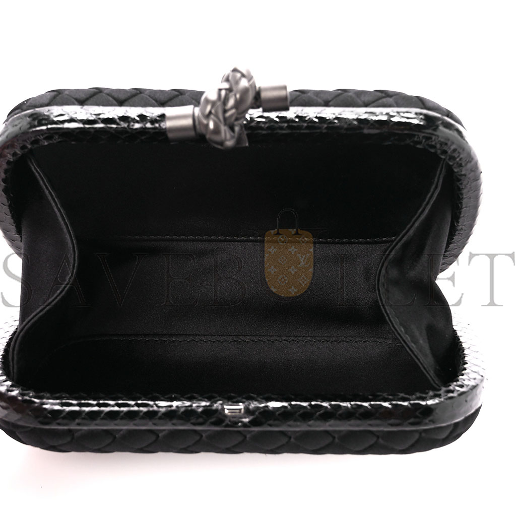 BOTTEGA VENETA SATIN INTRECCIO IMPERO AYERS KNOT CLUTCH BLACK (17*10*4cm)