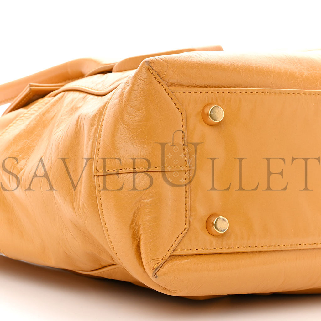 BOTTEGA VENETA PAPER CALFSKIN MAXI INTRECCIATO MEDIUM ARCO SLOUCH YELLOW (32*27*11cm)