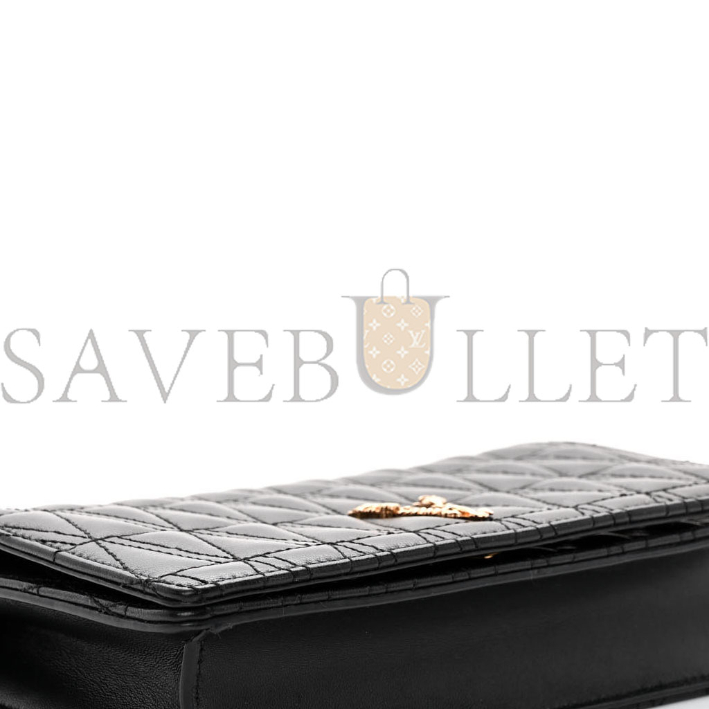 VERSACE NAPPA QUILTED VIRTUS CLUTCH BAG BLACK (20*11*4cm)