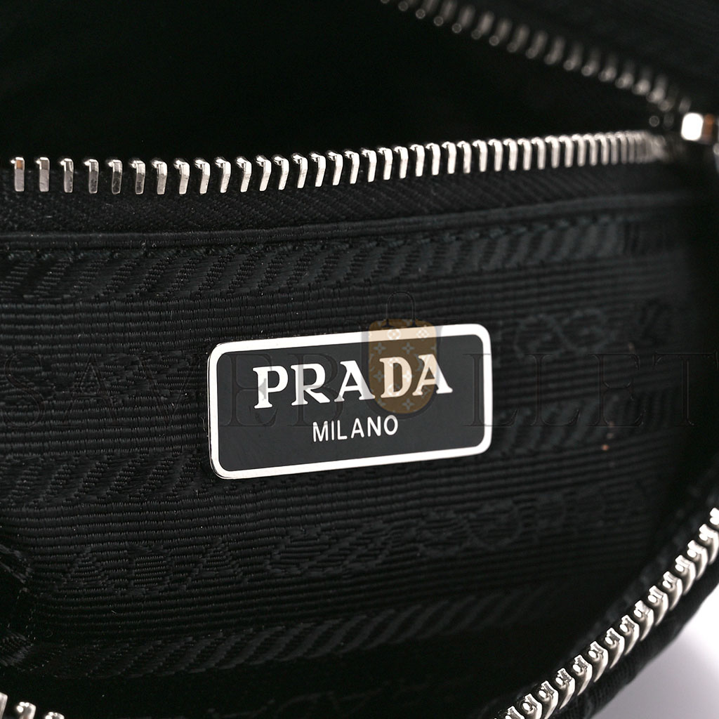 PRADA NYLON TESSUTO IMPUNTU QUILTED CROSSBODY BAG BLACK (23*13*6cm)