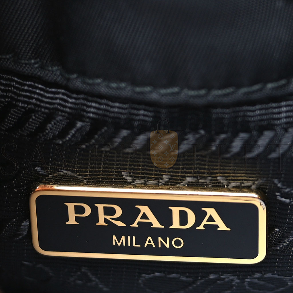 PRADA SAFFIANO TESSUTO NYLON MINI BUCKET CROSSBODY BAG BLACK (23*18*11cm)