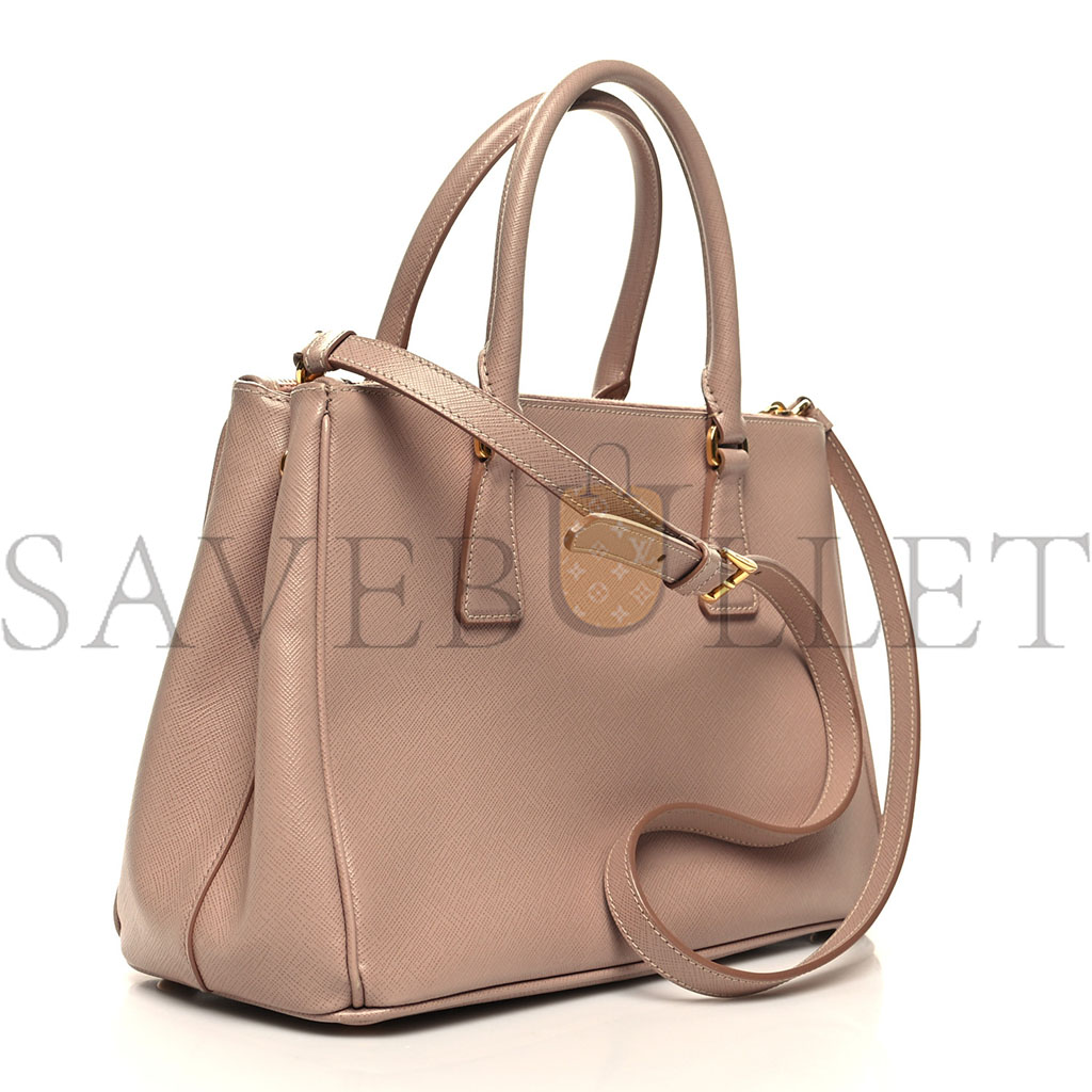 PRADA SAFFIANO SMALL GALLERIA DOUBLE ZIP TOTE CAMMEO (29*20*13cm)