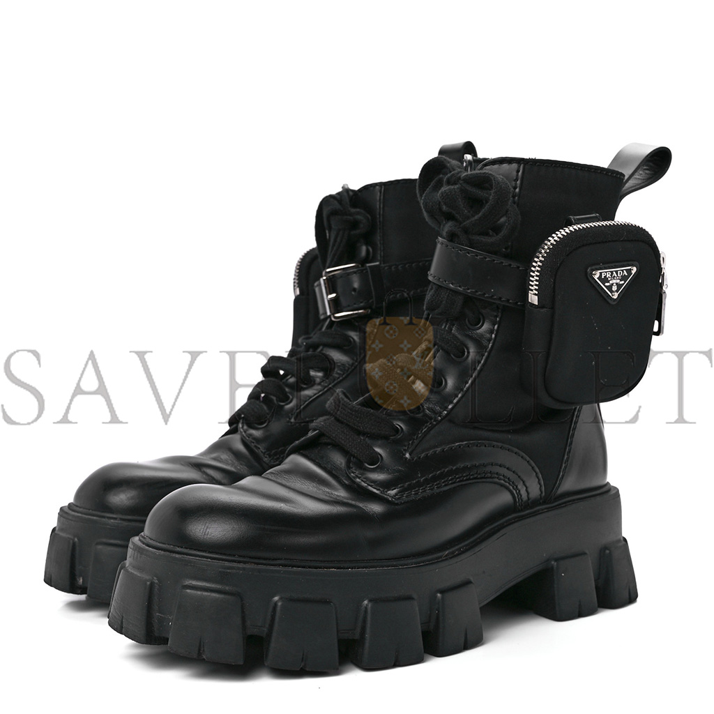 PRADA SPAZZOLATO ROIS RE-NYLON METAL TRIANGLE LOGO MONOLITH POUCH POCKET 55MM BOOTS 6 BLACK PRADA SPAZZOLATO ROIS RE-NYLON METAL TRIANGLE LOGO MONOLITH POUCH POCKET 55MM BOOTS 6 BLACK
