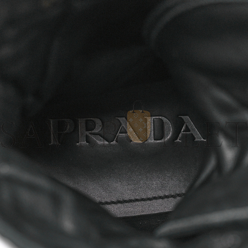 PRADA SPAZZOLATO ROIS RE-NYLON METAL TRIANGLE LOGO MONOLITH POUCH POCKET 55MM BOOTS 6 BLACK PRADA SPAZZOLATO ROIS RE-NYLON METAL TRIANGLE LOGO MONOLITH POUCH POCKET 55MM BOOTS 6 BLACK