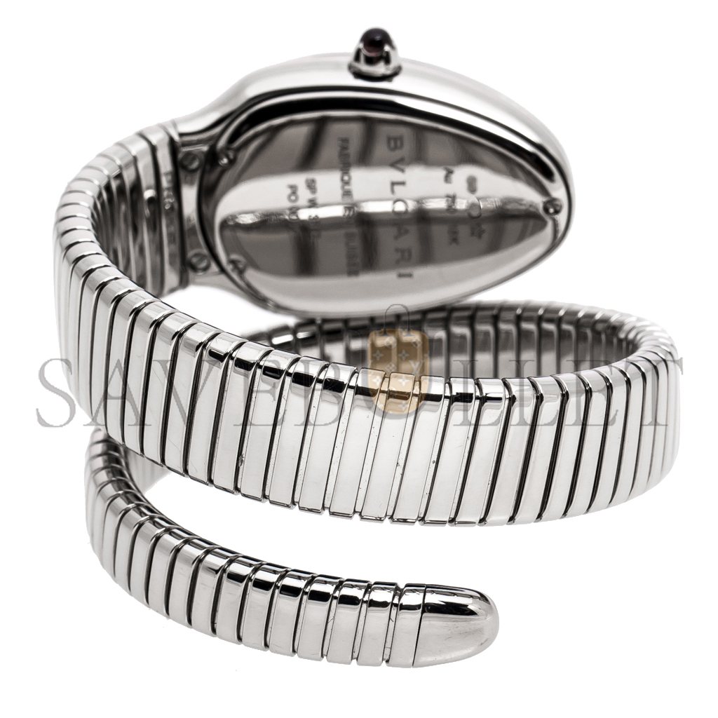BVLGARI DIAMOND PAVE 18K WHITE GOLD SERPENTI TUBOGAS WOMEN'S WRISTWATCH 102005