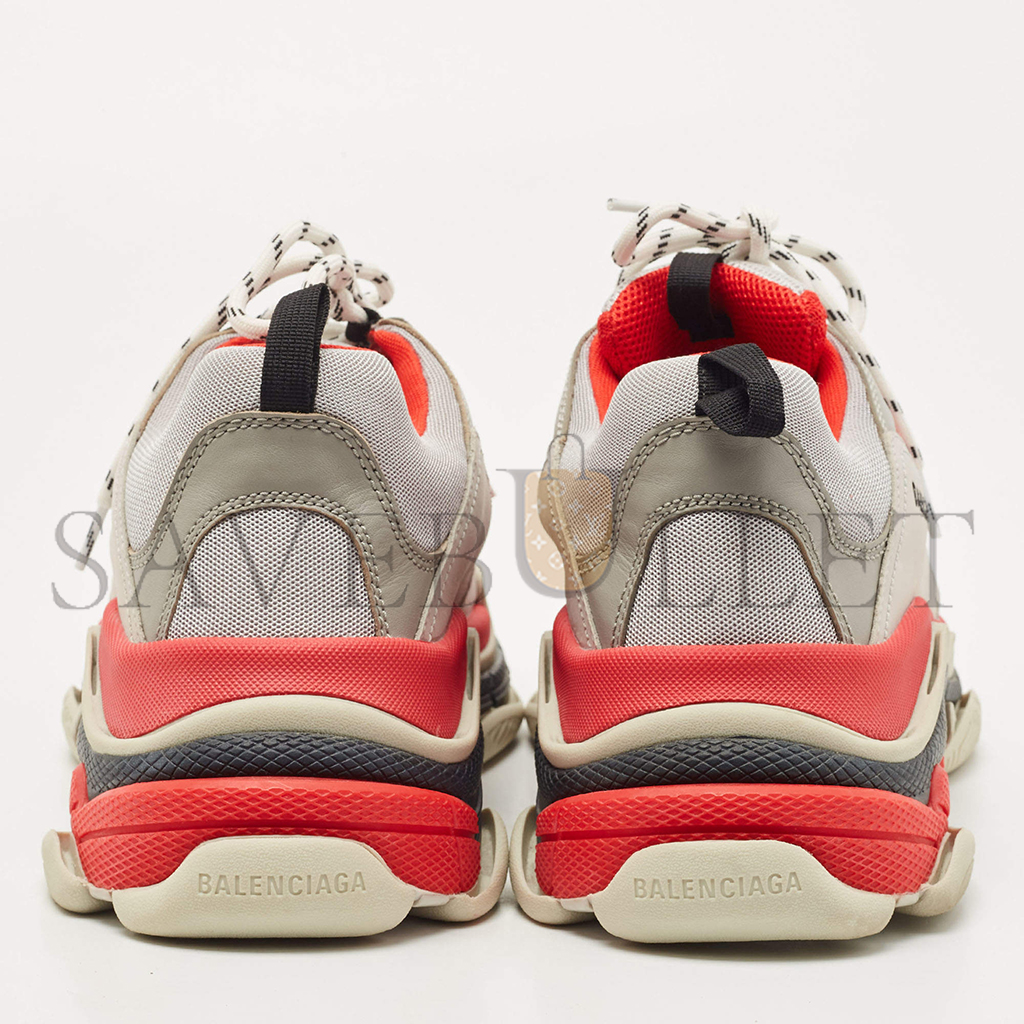 BALENCIAGA RED GREY MESH AND NUBUCK TRIPLE S LOW TOP SNEAKERS 524039W06F19000