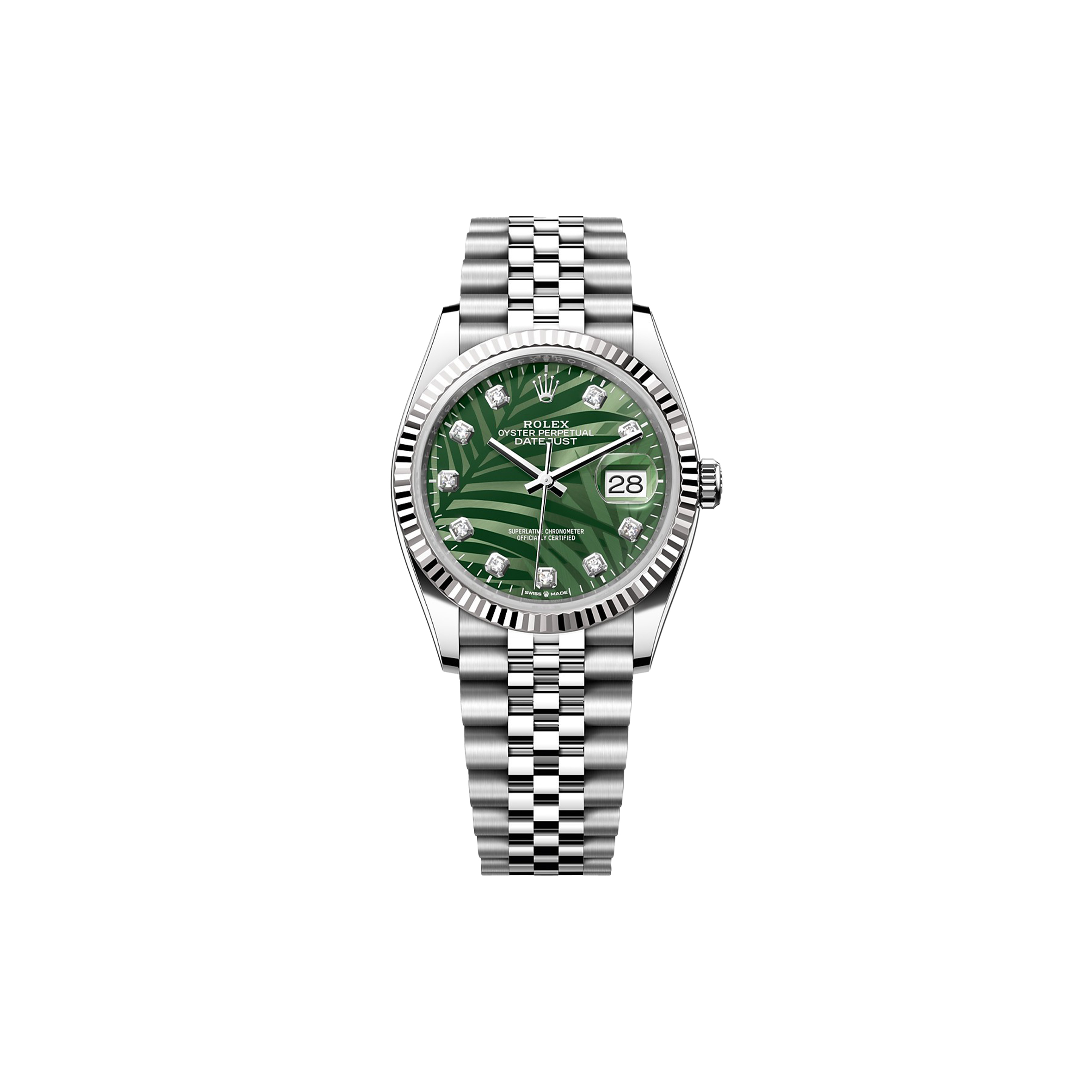 ROLEX DATEJUST OLIVE GREEN PALM THEME 41MM WATCH 126234-0055