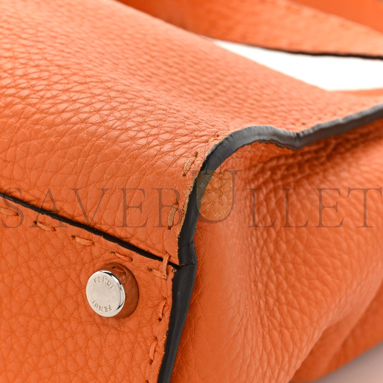 FENDI CUOIO ROMANO SELLERIA BI-COLOR MEDIUM PEEKABOO ICONIC SATCHEL ORANGE STONE (34*26*13cm)