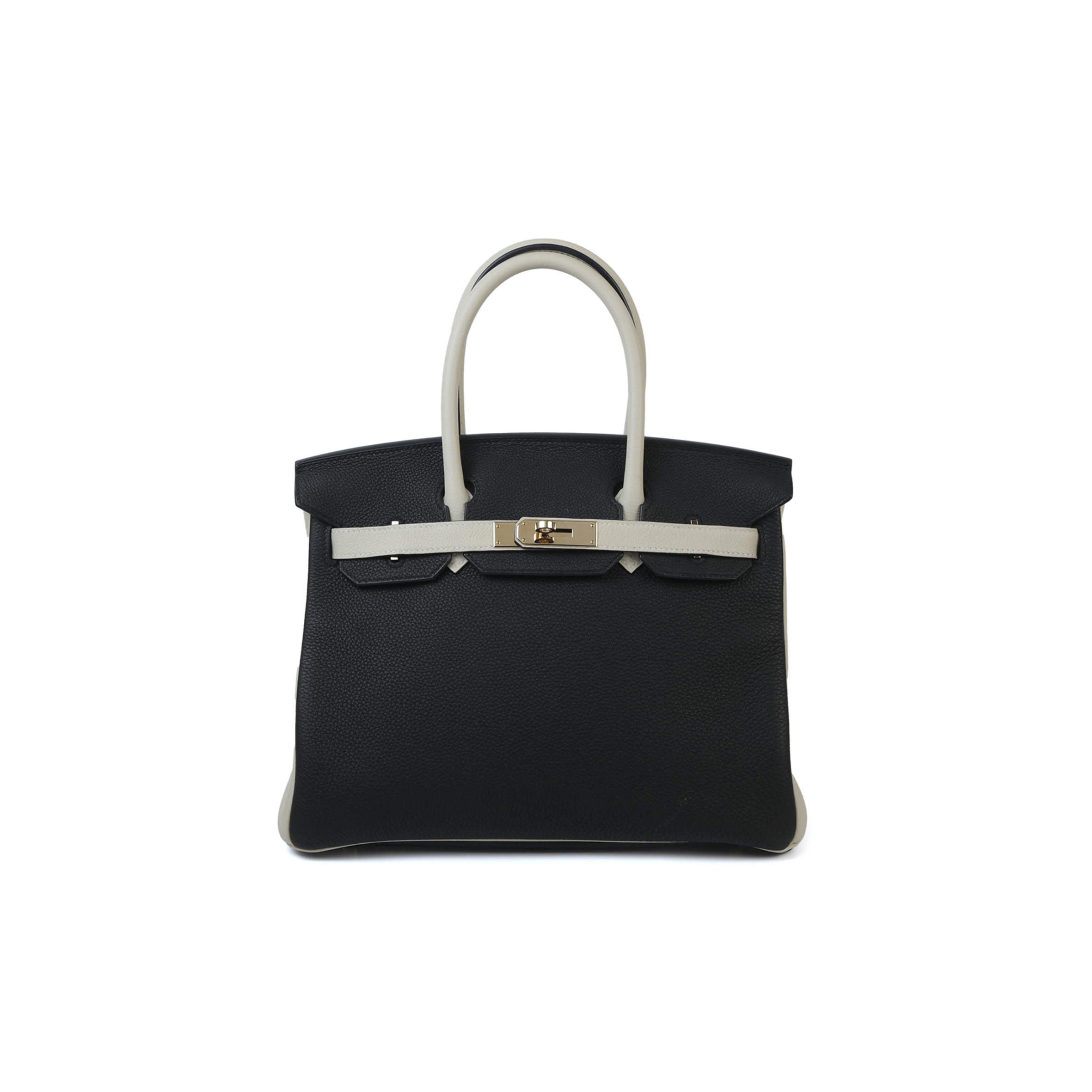 HERMES MASTER BIRKIN 25 BLACK AND WHITE CLEMENCE BAG 4212717702 (25*20*13cm)