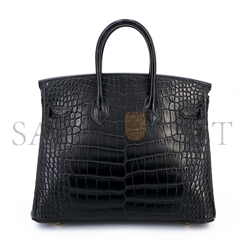 HERMES MASTER BIRKIN 25 89 BLACK ALLIGATOR MATTE GOLD BUCKLE BAG 8222496586 (25*20*13cm)