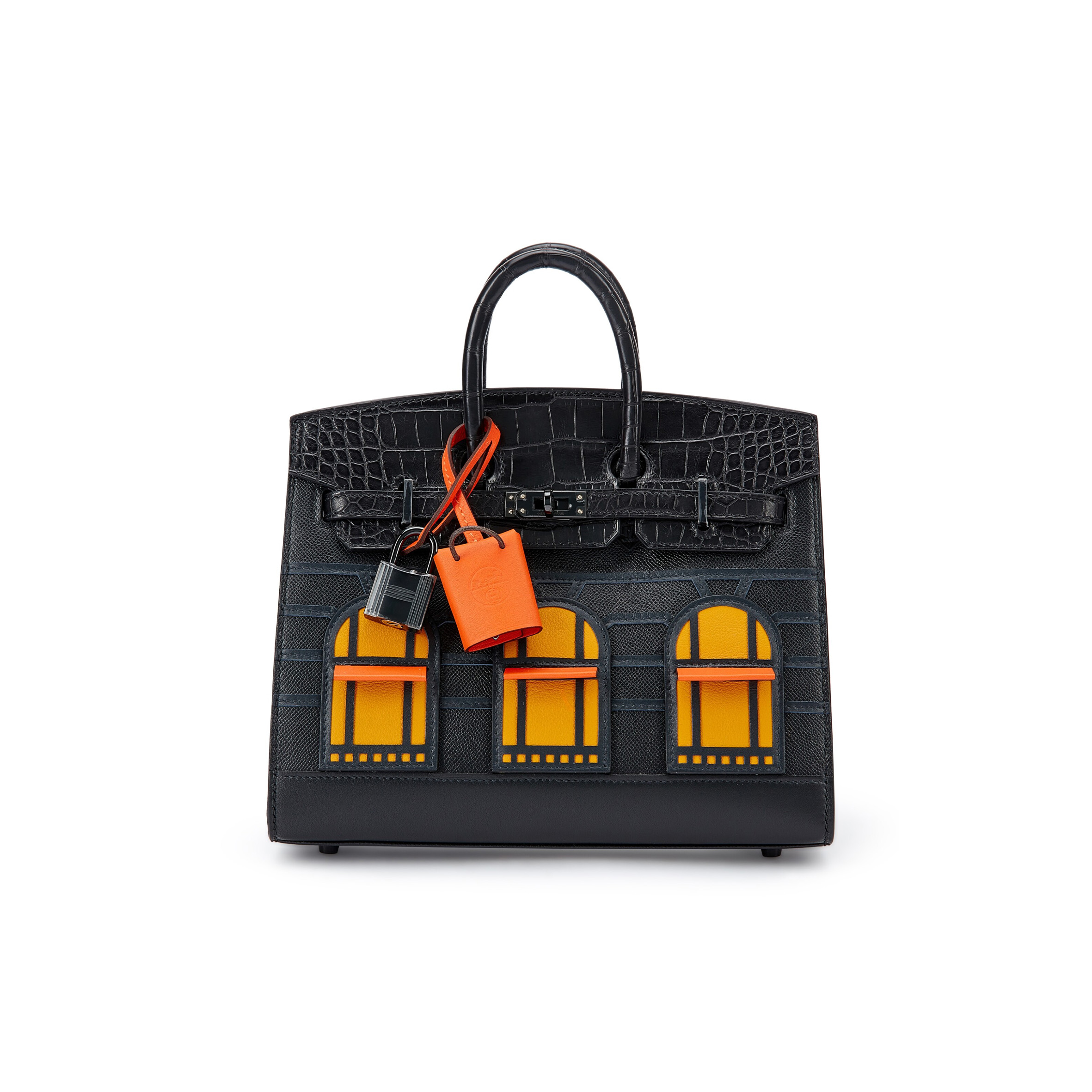 HERMES MASTER BIRKIN 20 BLACK CROCODILE LEATHER CURTAIN BAG BK20 (20*16*11cm)