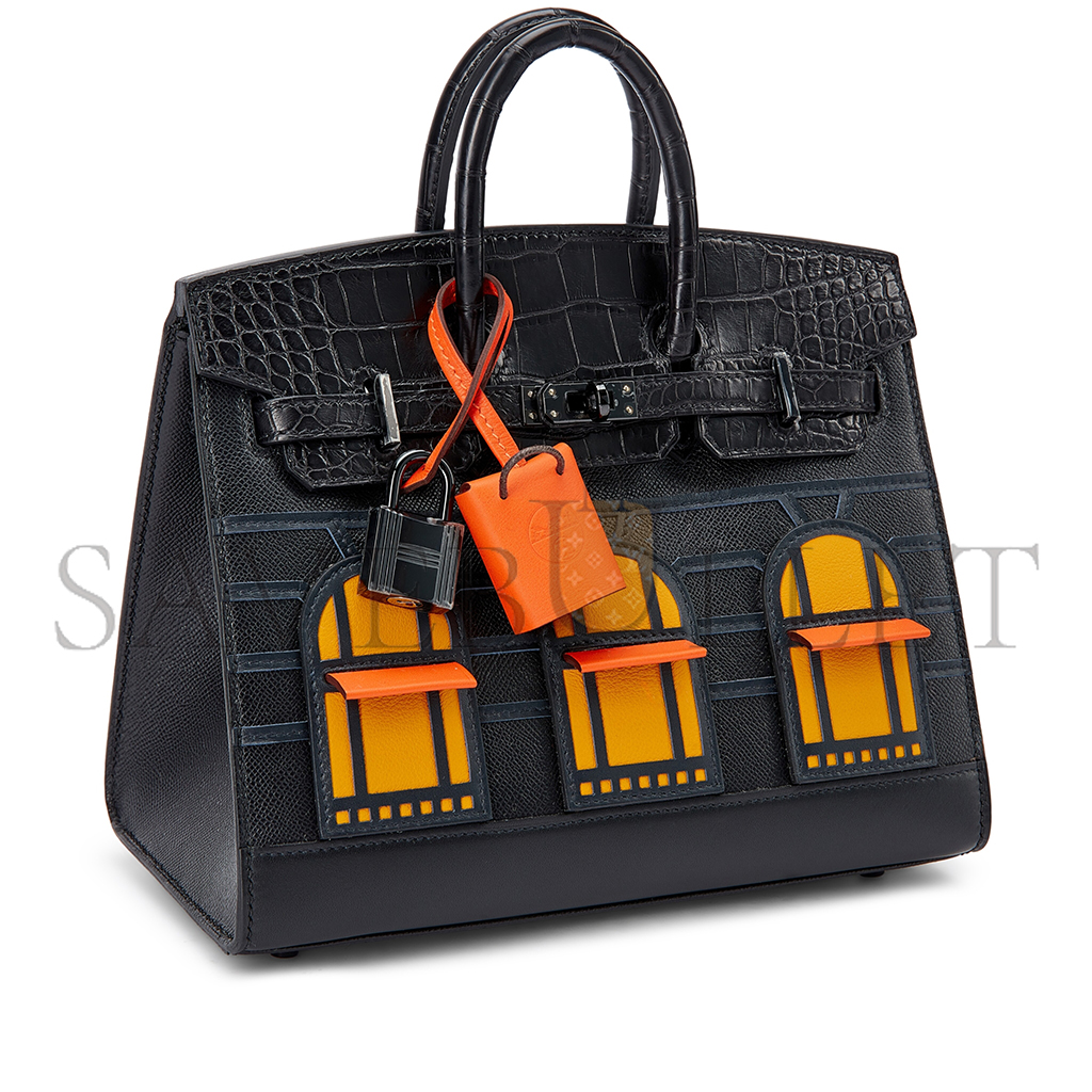 HERMES MASTER BIRKIN 20 BLACK CROCODILE LEATHER CURTAIN BAG BK20 (20*16*11cm)