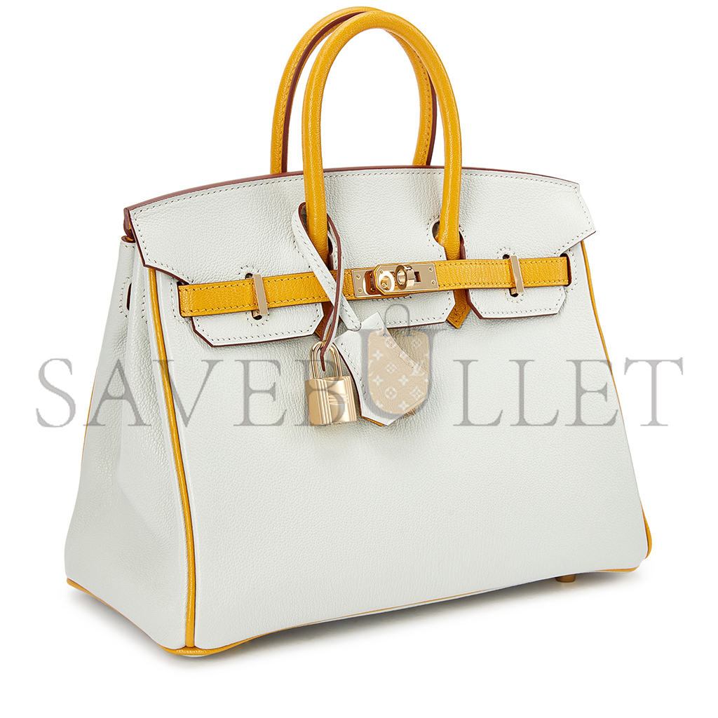 HERMES MASTER BIRKIN 25 PEARL GRAY CHICKEN YELLOW BK251037TGCZ (25*20*13cm)