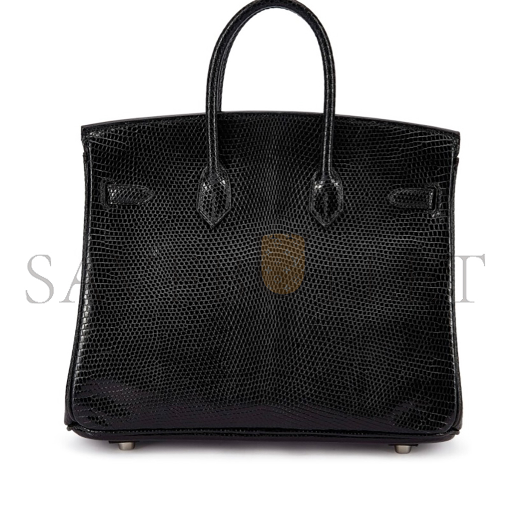 HERMÈS MASTER BIRKIN 25 LIZARD SKIN BLACK SILVER BUCKLE BAG 623541 (25*18*13cm)