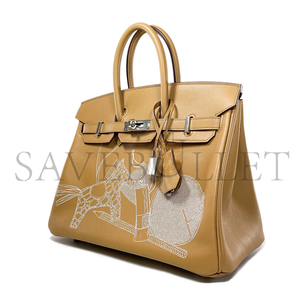 HERMES MASTER BIRKIN 25 SWIFT LEATHER SILVER BUCKLE BISCUIT COLOR BAG 2980-152 (25*20*13cm)