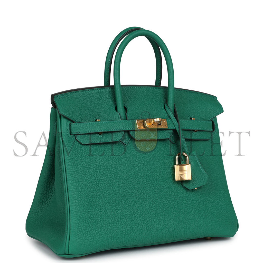 HERMÈS MASTER BIRKIN 25 TOGO LEATHER VELVET GREEN GOLD BUCKLE BAG BK30U4EPSS (25*20*13cm)