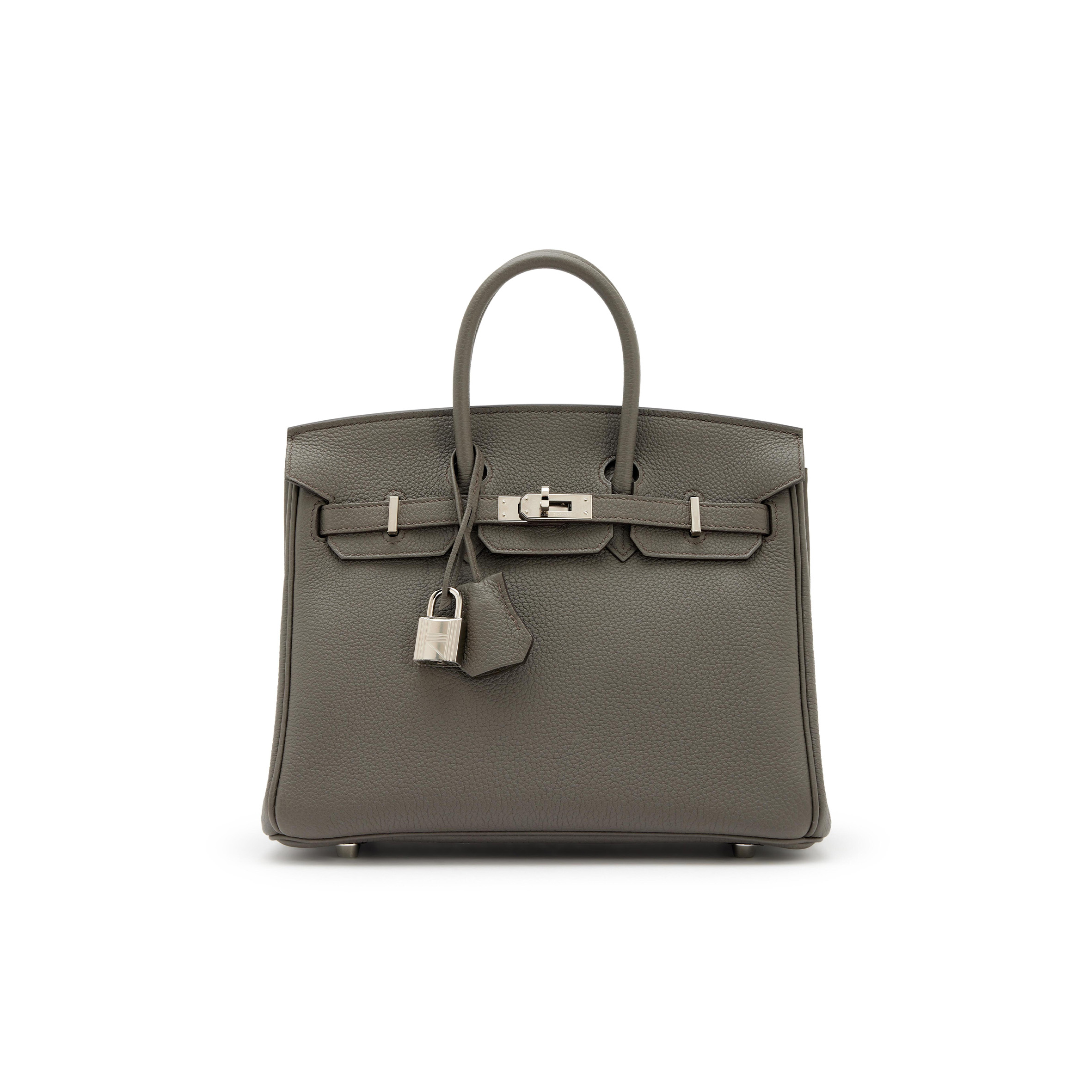 HERMES MASTER BIRKIN 25 TOGO LEATHER PEWTER GREY SILVER BUCKLE BAG BK258FTGSS (25*20*13cm)