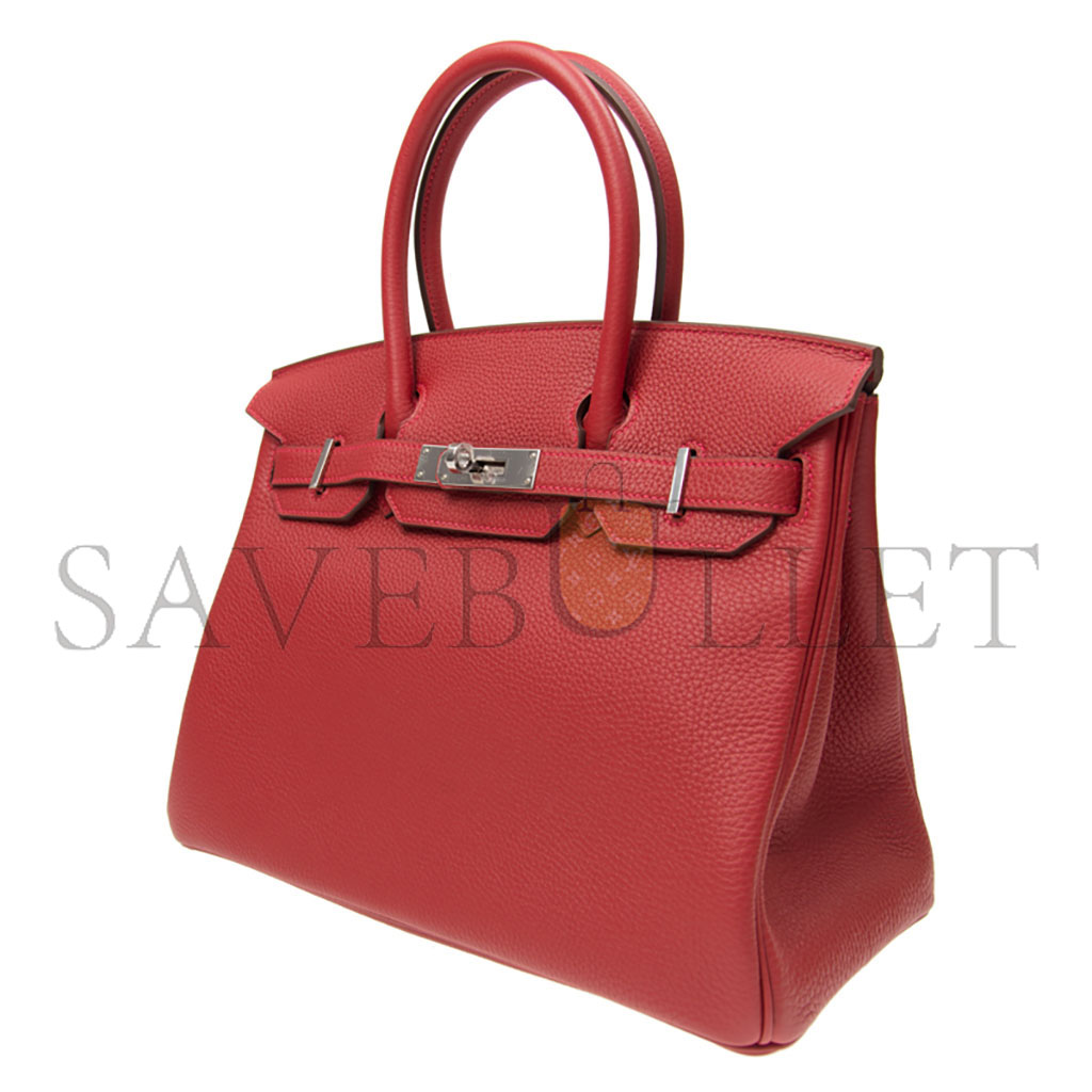 HERMÈS MASTER BIRKIN 35 TOGO LEATHER FLAG RED SILVER BUCKLE BAG H028369CK05 (35*28*18cm)