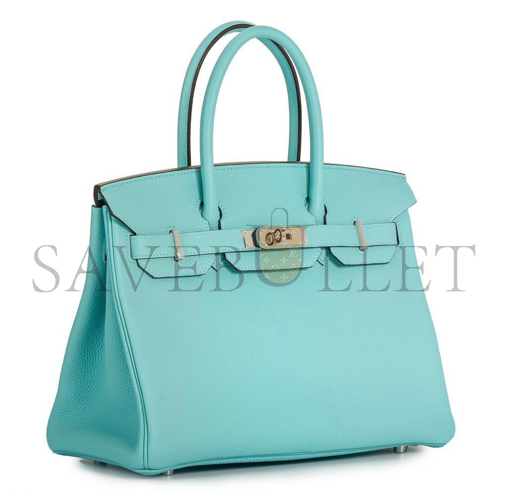 HERMÈS MASTER BIRKIN 30 TOGO LEATHER MACARON BLUE SILVER BUCKLE BAG BK353PTGSS (30*23*15cm)