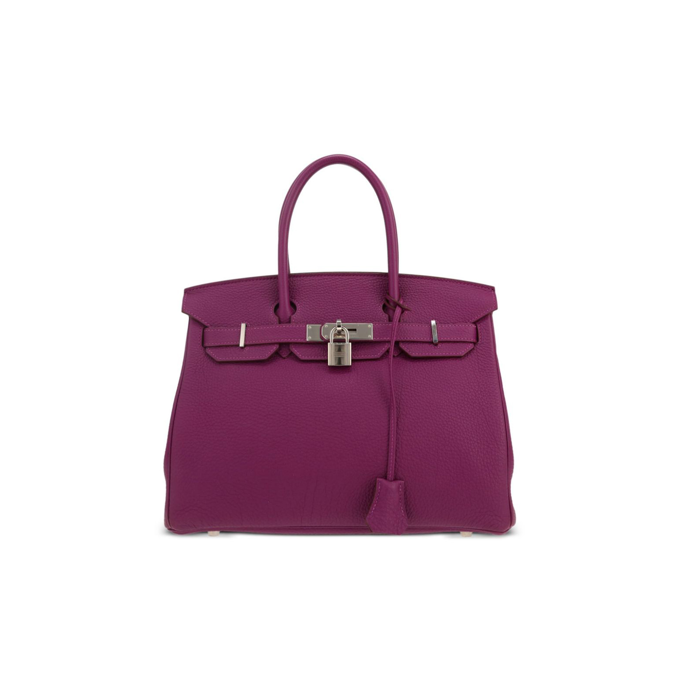 HERMÈS BIRKIN 30 TOGO LEATHER ROSE PURPLE SILVER BUCKLE 26599473 (30*23*15cm)