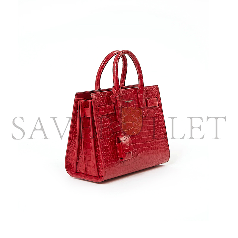 YSL RED CROC EMBOSSED NANO SAC DE JOUR BAG LU84822960252 (26*20.5*12.5cm)