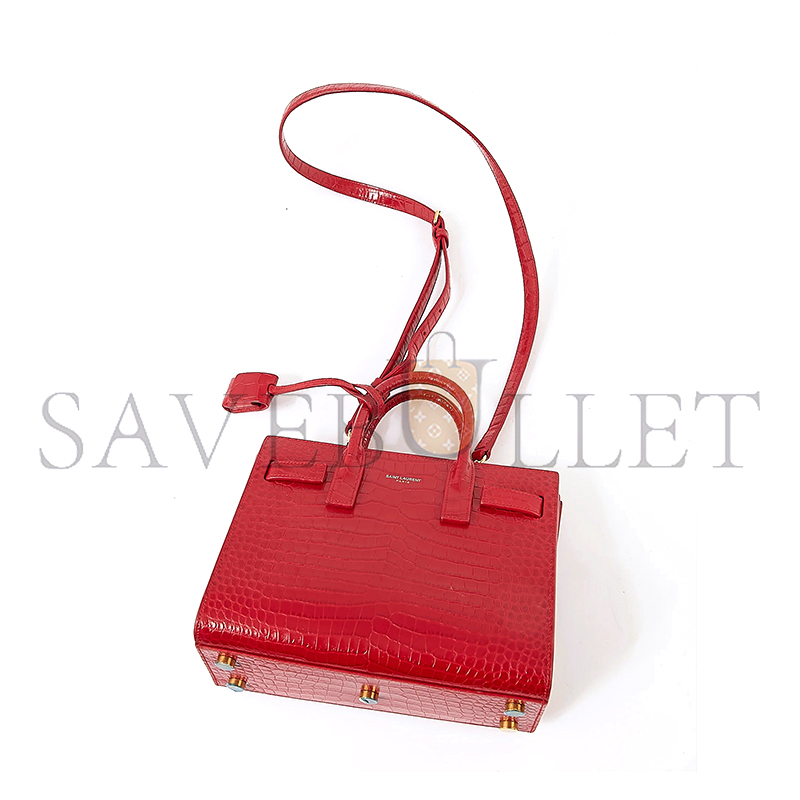 YSL RED CROC EMBOSSED NANO SAC DE JOUR BAG LU84822960252 (26*20.5*12.5cm)