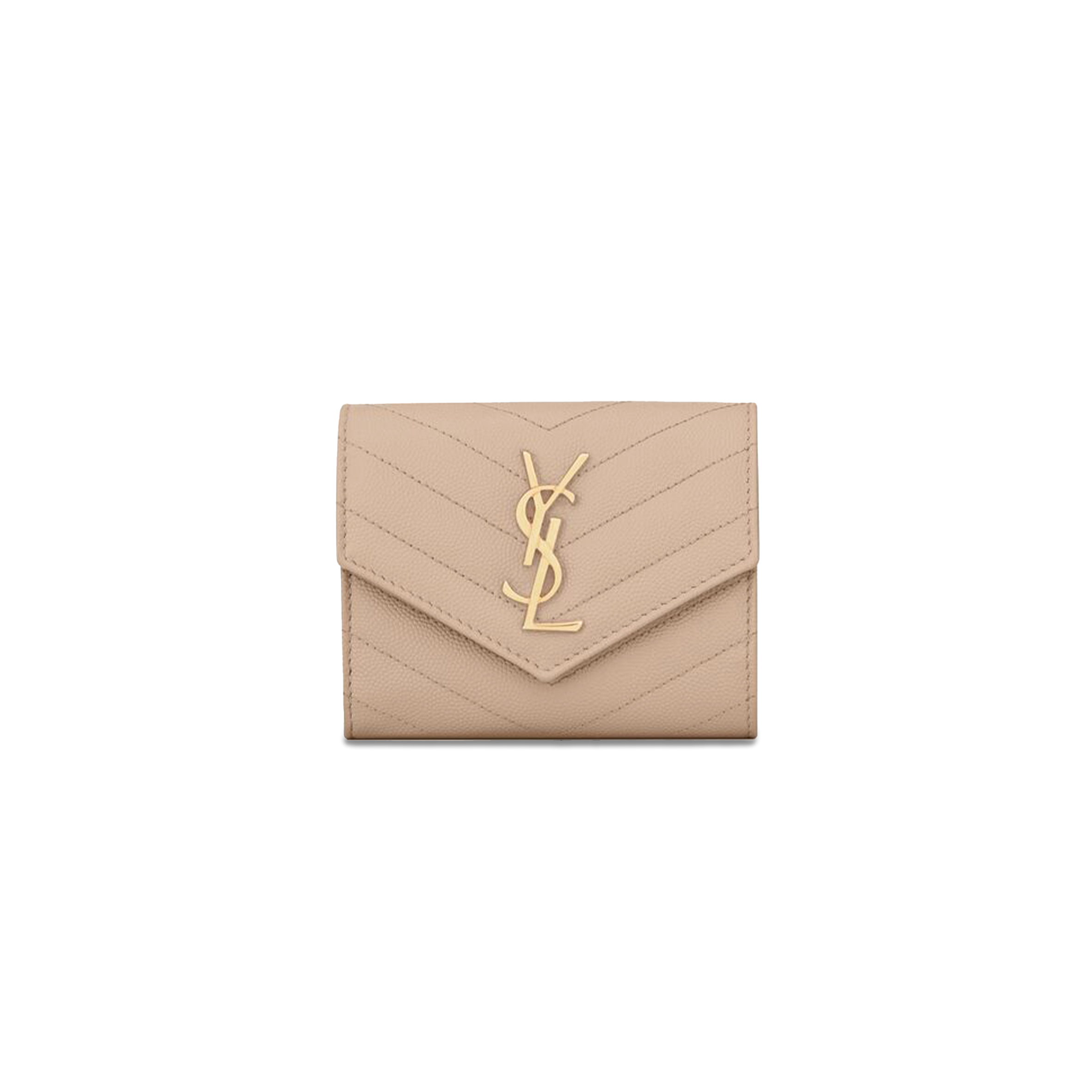 YSL CASSANDRE MATELASSÉ COMPACT TRI FOLD WALLET IN GRAIN DE POUDRE LEATHER 403943BOW012721 (12.5*10*2.5cm)