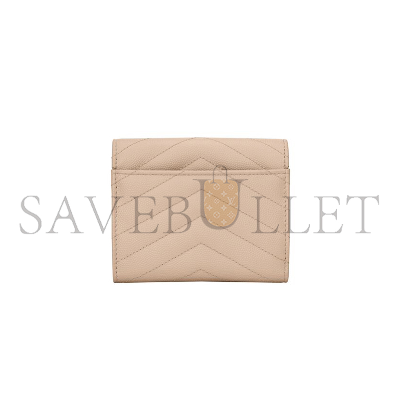 YSL CASSANDRE MATELASSÉ COMPACT TRI FOLD WALLET IN GRAIN DE POUDRE LEATHER 403943BOW012721 (12.5*10*2.5cm)