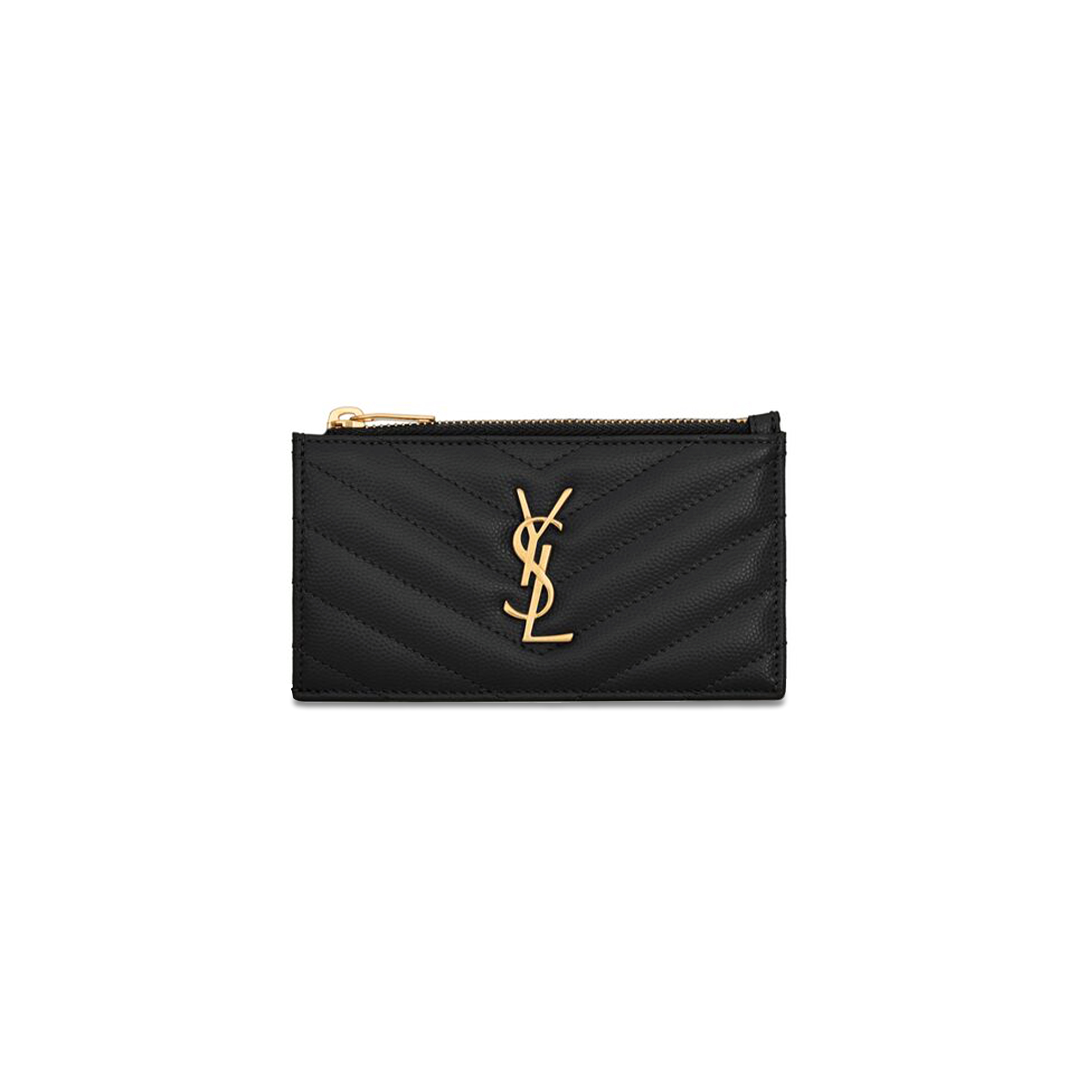 YSL CASSANDRE MATELASSÉ FRAGMENTS CARD CASE IN GRAIN DE POUDRE LEATHER 607915BOW011000 (13*8*2cm)