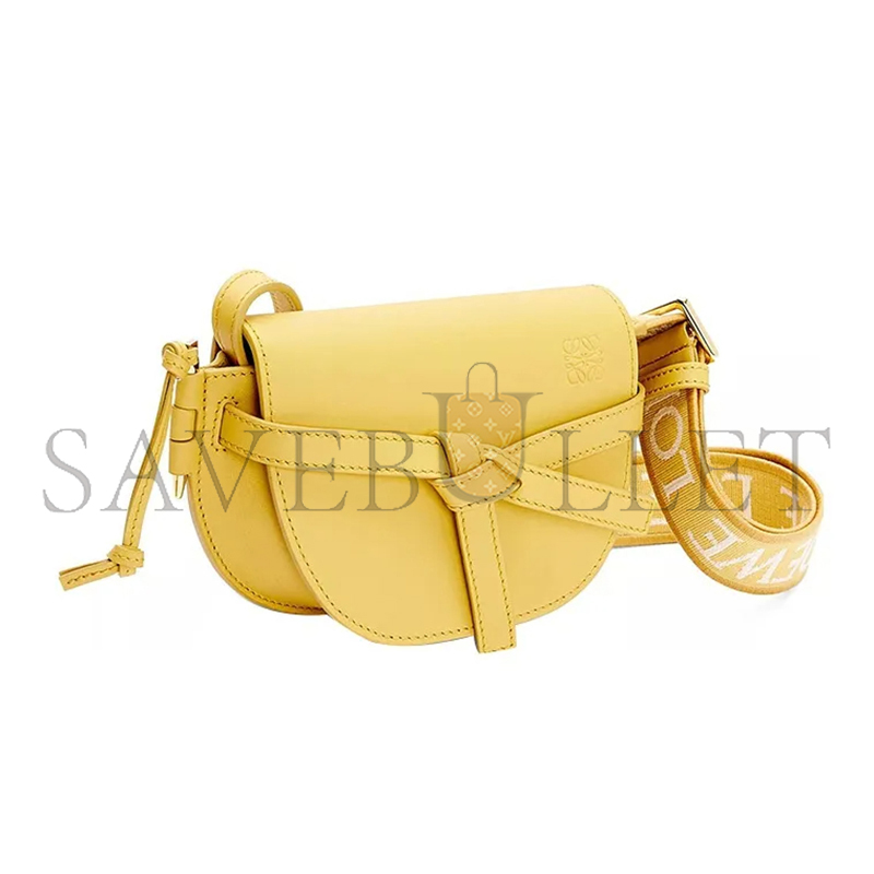 LOEWE MINI GATE DUAL BAG IN SOFT CALFSKIN AND JACQUARD A650N46X13-7969 (21*12.5*9.5cm)