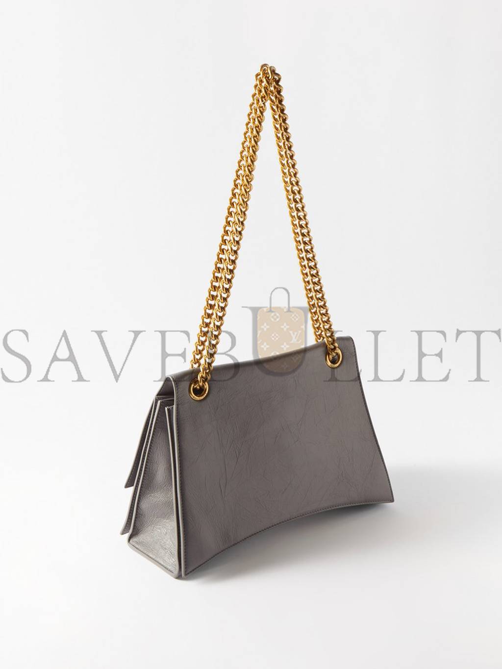 BALENCIAGA GREY CRUSH MEDIUM CREASED-LEATHER SHOULDER BAG MATCHESFASHION US (30.4*20.5*10.1cm)