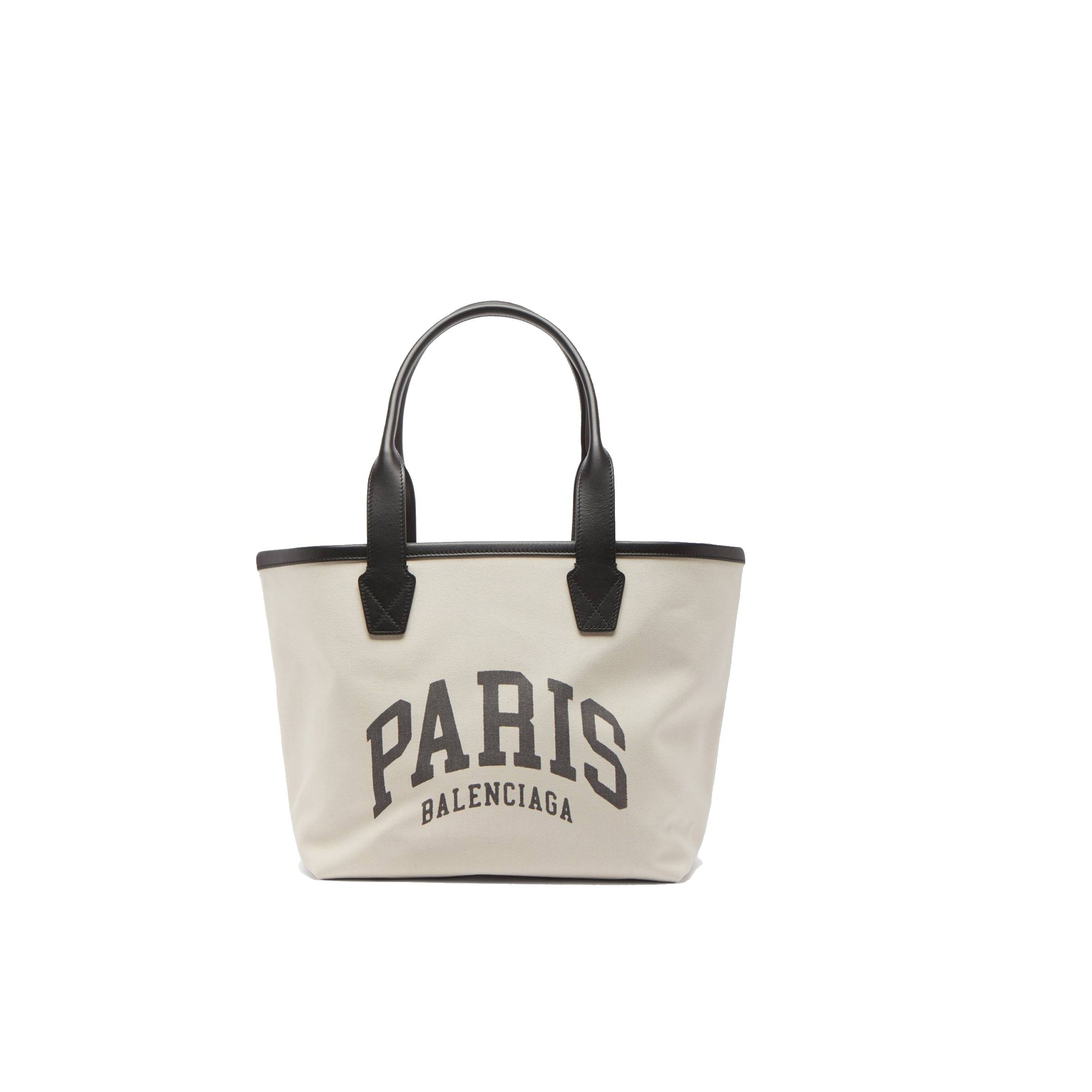 BALENCIAGA NEUTRAL PARIS LOGO-PRINT LEATHER-TRIM CANVAS TOTE BAG MATCHESFASHION US (41.1*25.1*17.5cm)