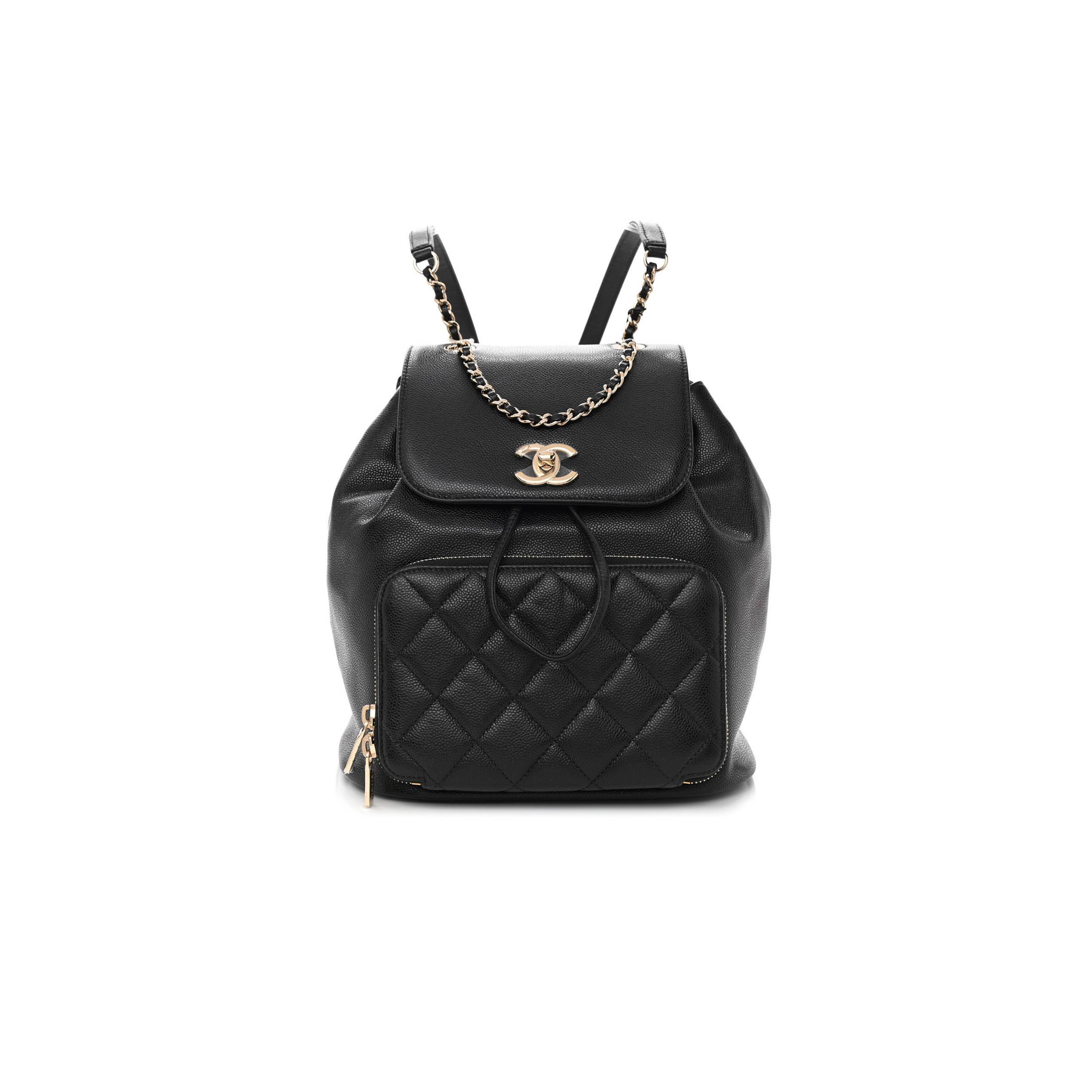 CHANEL CAVIAR QUILTED BUSINESS AFFINITY BACKPACK BLACK ROSE GOLD HARDWARE (23*23*15cm)