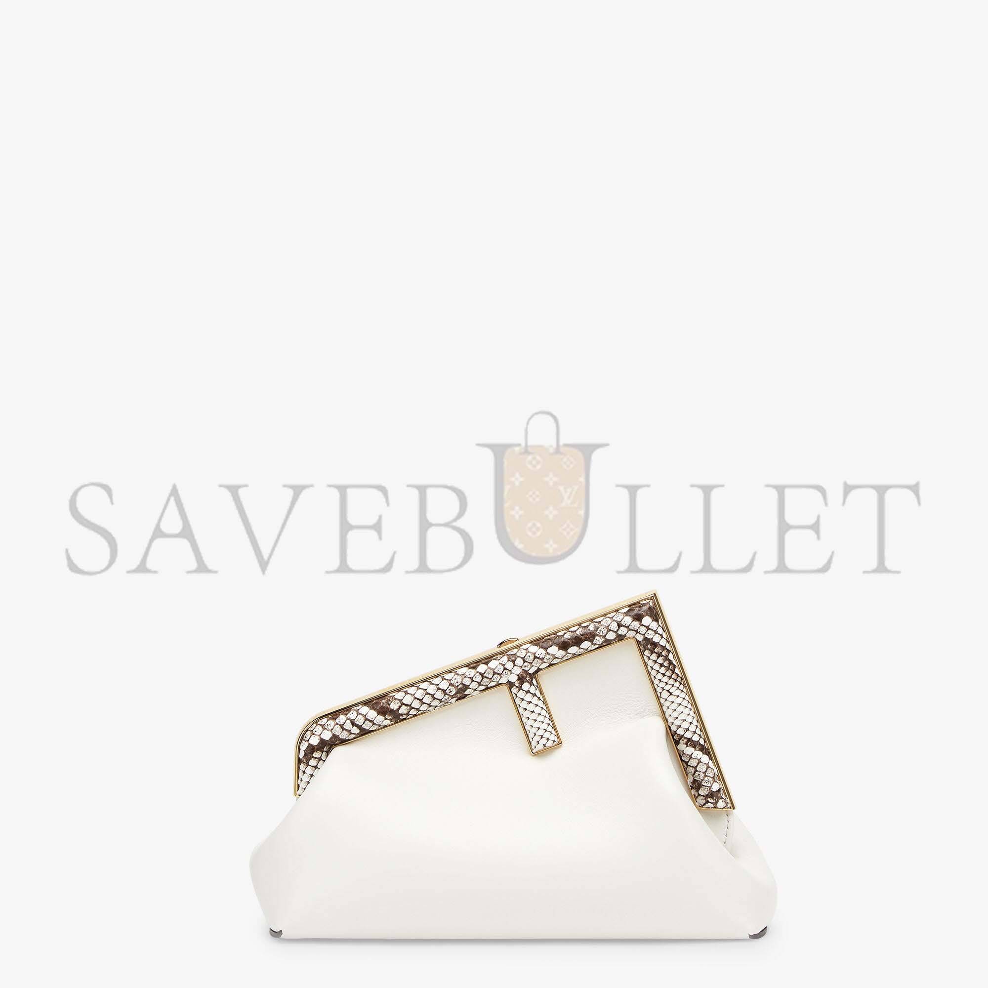 FENDI FIRST SMALL - WHITE LEATHER BAG WITH EXOTIC DETAILS 8BP129AGWRF1GEN (26*18*9.5cm)