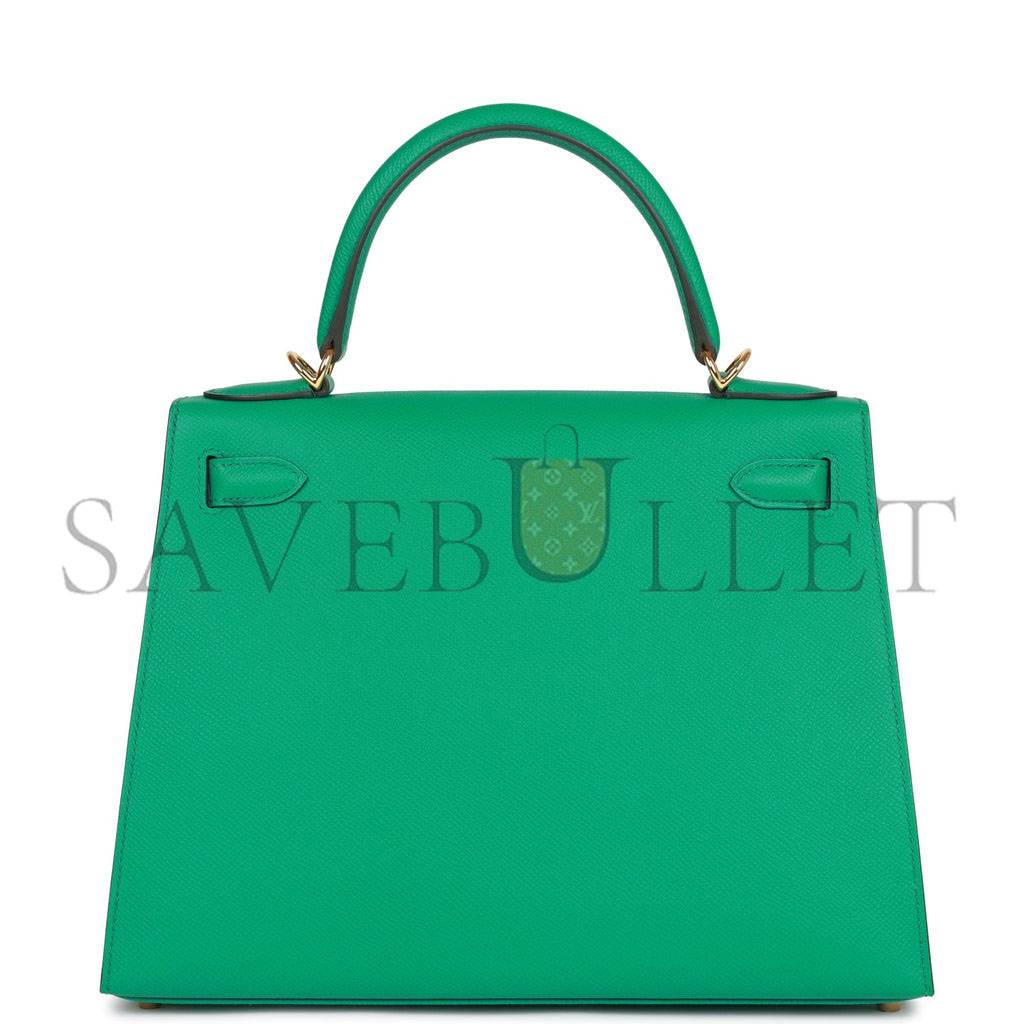 HERMES KELLY SELLIER 28 VERT JADE EPSOM GOLD HARDWARE (28*22*10cm)