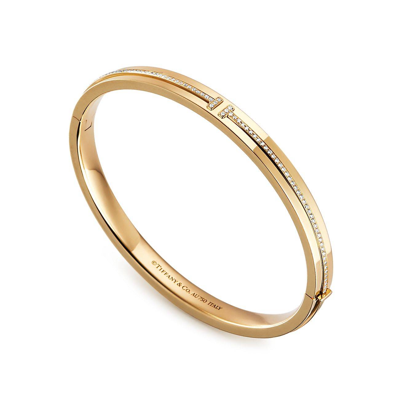 Tiffany T Diamond Hinged Bangle in 18k Gold