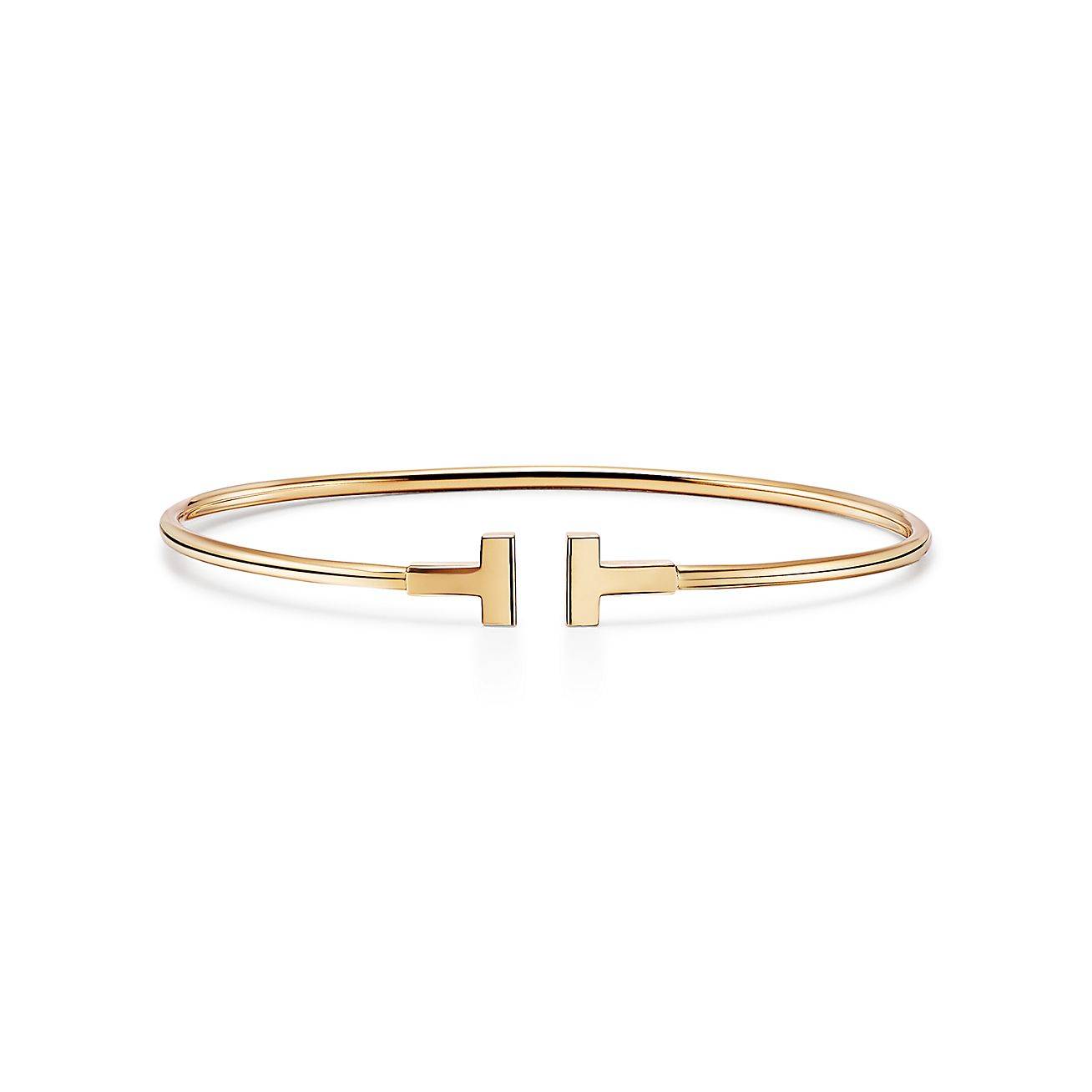 Tiffany T Narrow Wire Bracelet in 18k Gold