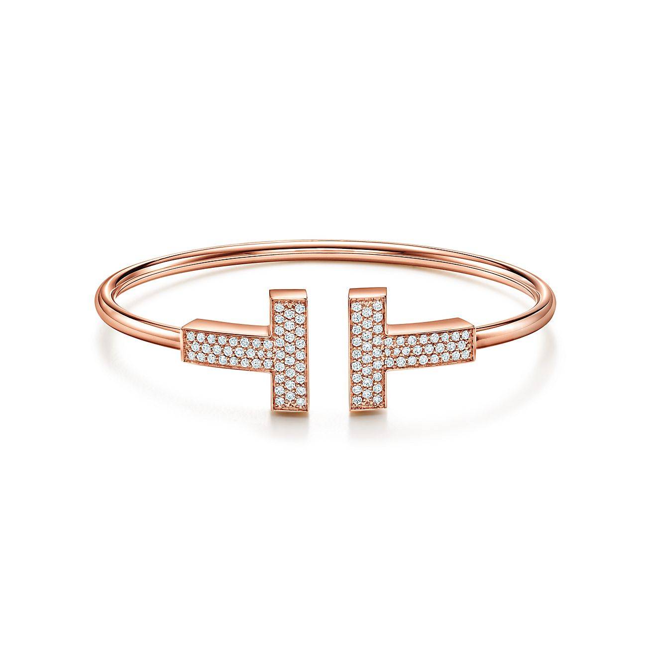 TIFFANY T WIDE DIAMOND WIRE BRACELET