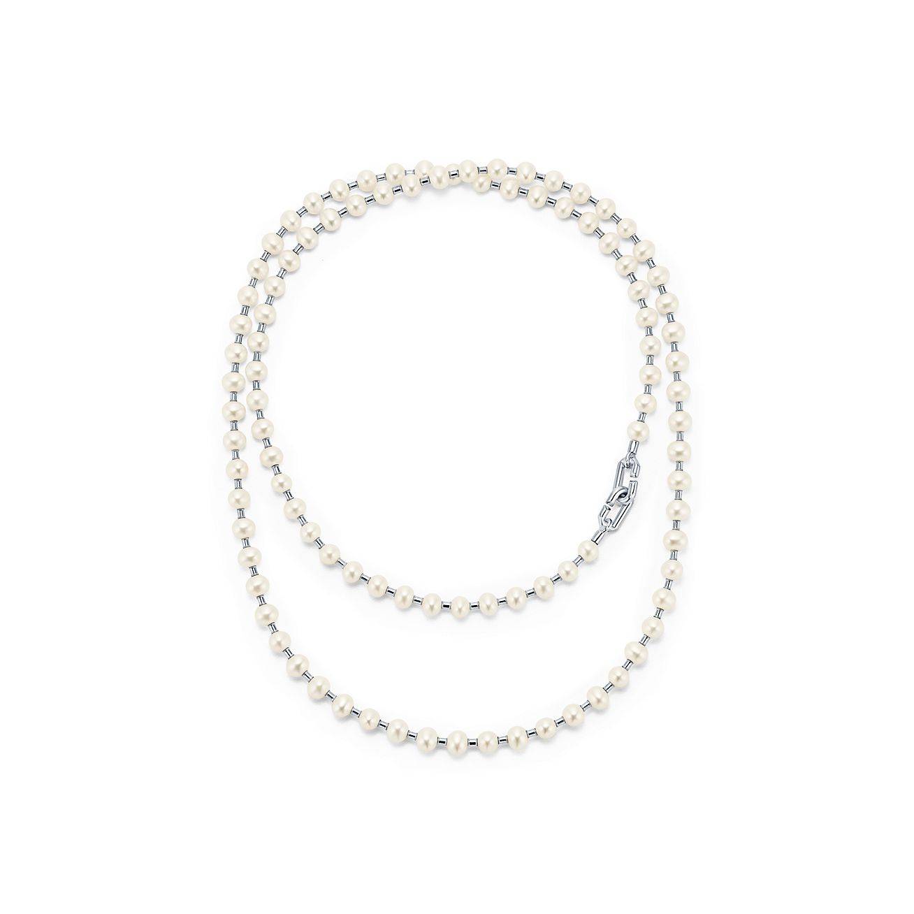 TIFFANY HARDWEAR FRESHWATER PEARL WRAP NECKLACE IN STERLING SILVER, 32