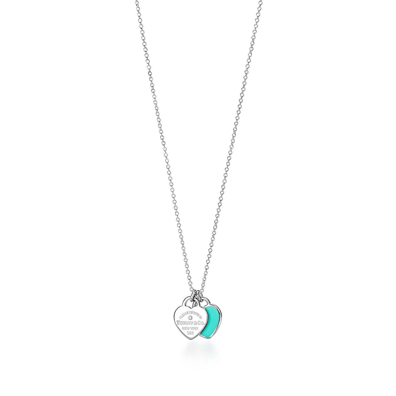 TIFFANY RETURN TO TIFFANY® HEART PENDANT IN SILVER, TIFFANY BLUE® WITH A DIAMOND, MINI