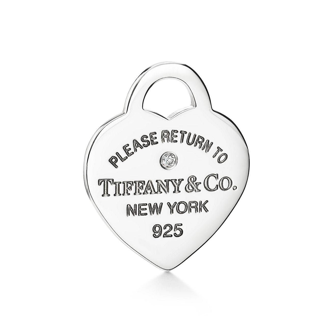 TIFFANY RETURN TO TIFFANY® HEART PENDANT IN SILVER, TIFFANY BLUE® WITH A DIAMOND, MINI