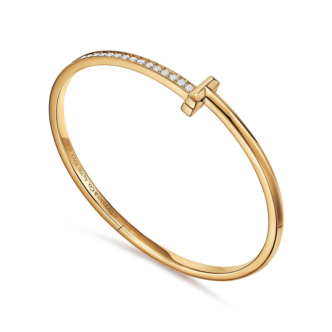 TIFFANY T T1 NARROW DIAMOND HINGED BANGLE IN 18K GOLD