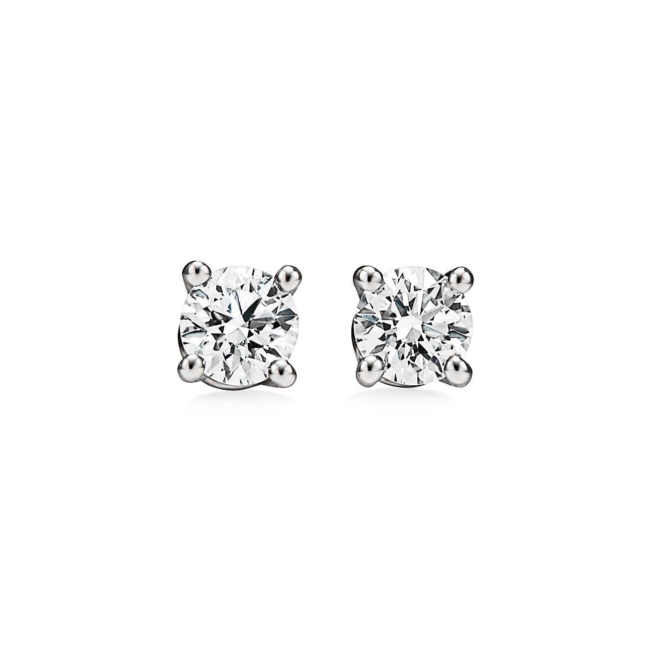 TIFFANY SOLITAIRE DIAMOND STUD EARRINGS IN PLATINUM