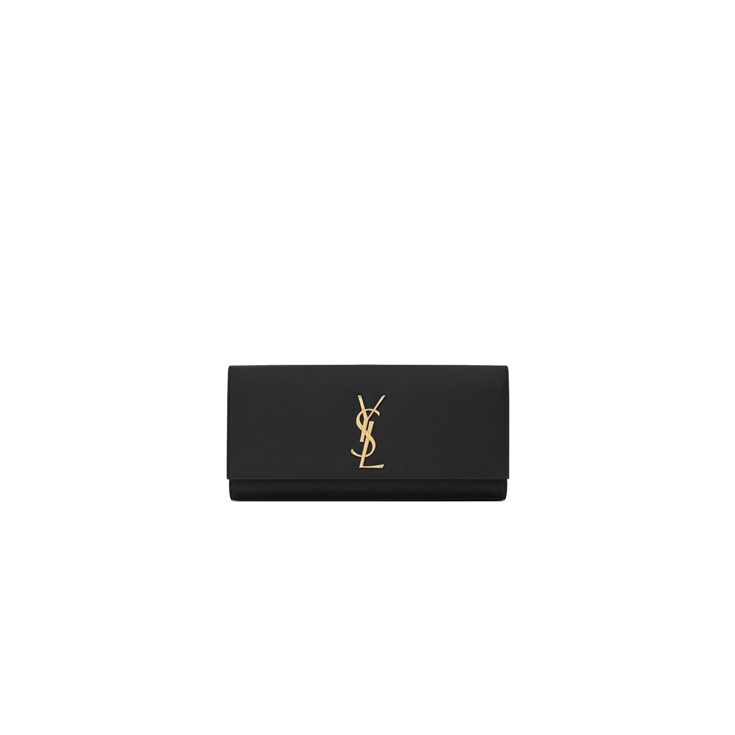 YSL KATE CLUTCH IN GRAIN DE POUDRE EMBOSSED LEATHER 326079BOW0J1000 (27*12.5*5cm)