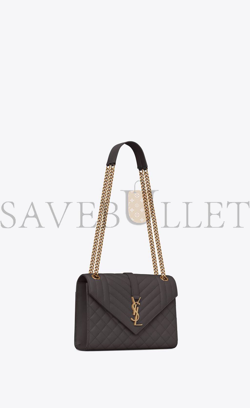 YSL ENVELOPE MEDIUM CHAIN BAG IN MIX MATELASS&EACUTE; GRAIN DE POUDRE EMBOSSED LEATHER 600185BOW971112 (24*17.5*6cm)